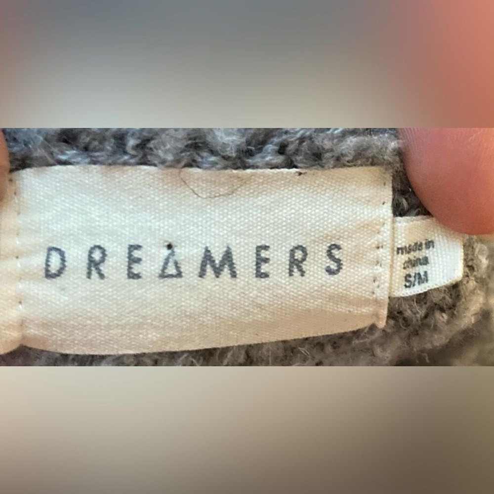 Dreamers by Debut Grey White Striped Boucle Knit Sweater C9849 Womens SM - Picture 7 of 8